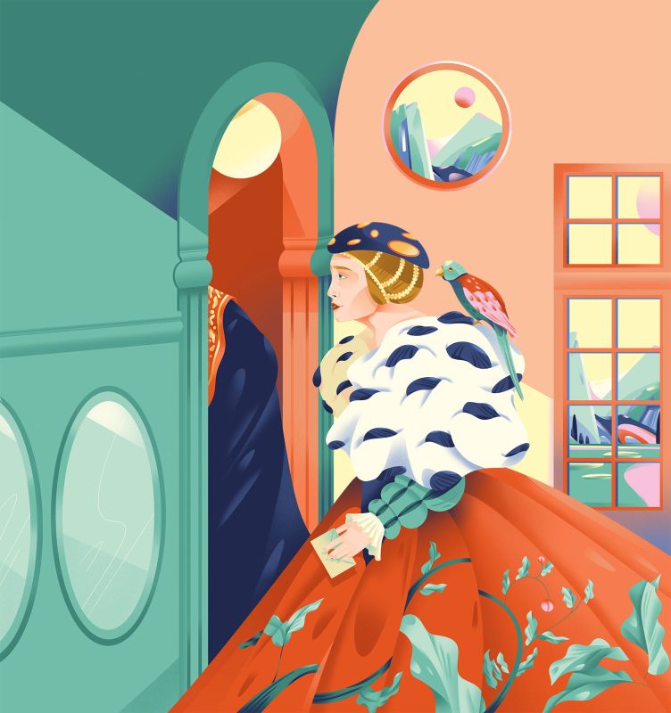 illustration La Dame au Perroquet dans l'Arche Venteuse
