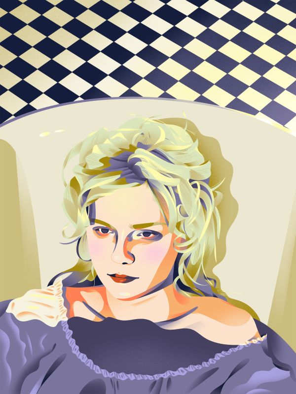 illustration La Muse au Damier Violet